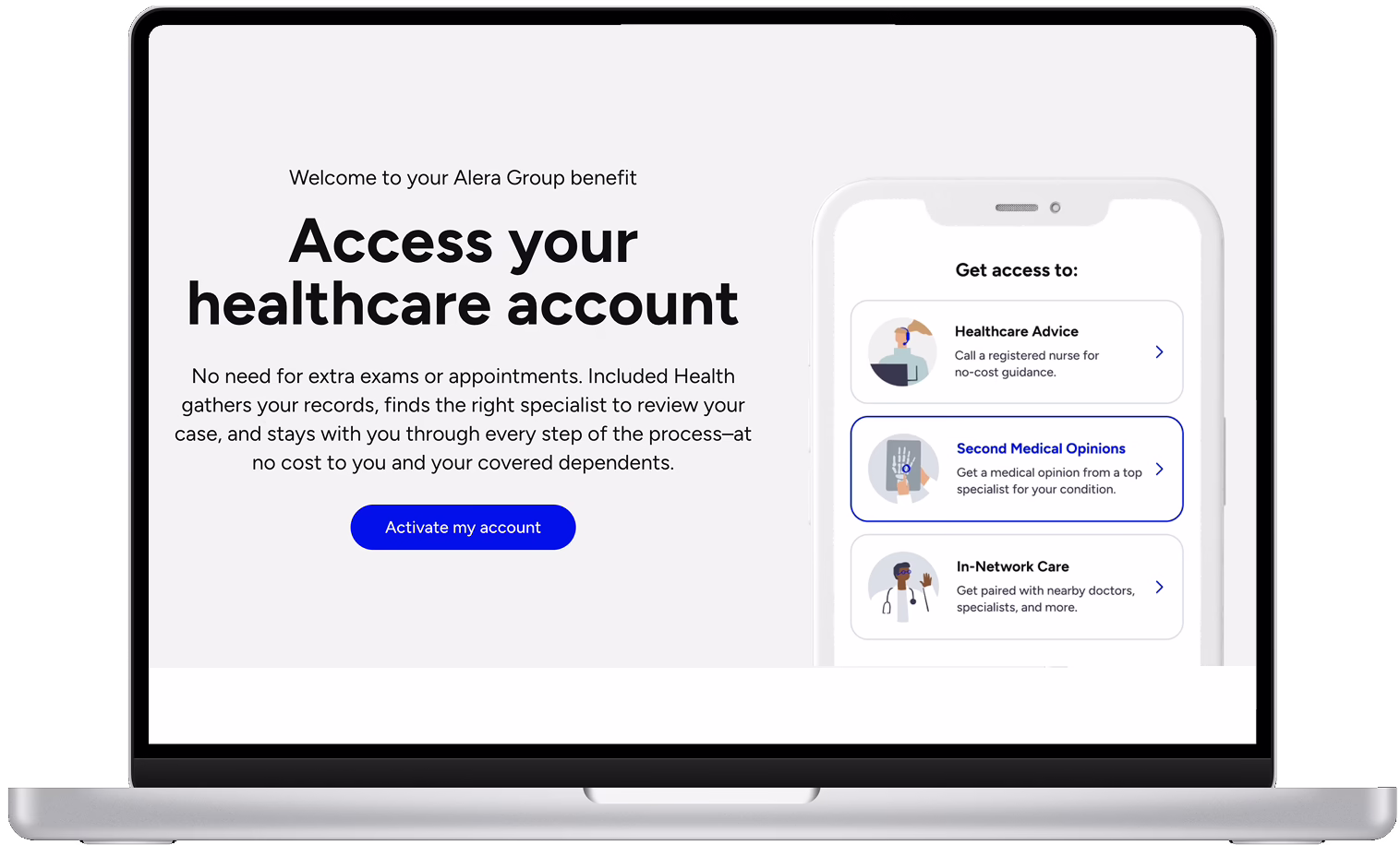 Included Health account page on a laptop and phone