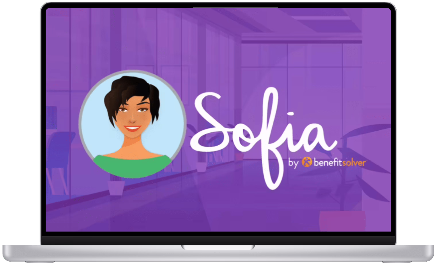 Sofia by Benefitsolver virtual assistant on a laptop